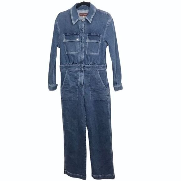 AlexaChung Denim Boiler Suit Jumpsuit in Stone Wash NWT 6 - Picture 1 of 14